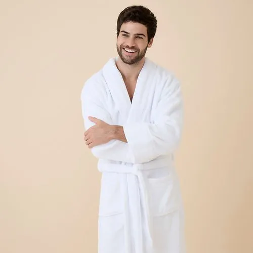Terry New Unisex White Microfiber Robe